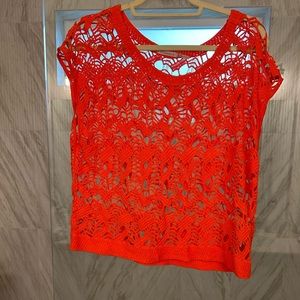 Crochet orange feminine top